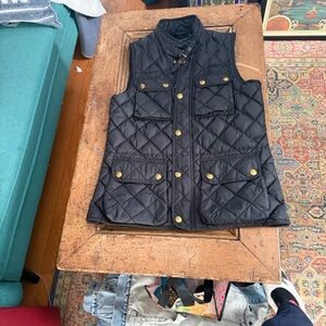 Ralph Lauren Black Quilted Vest with Gold Accents